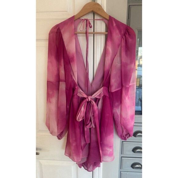 TOCCIN X RTR Pink Tie Dye Romper Women's Size 6 Party Cocktail Wedding - Picture 5 of 12